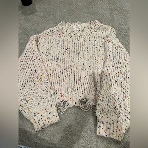 super cute cream sweater with colorful dots!